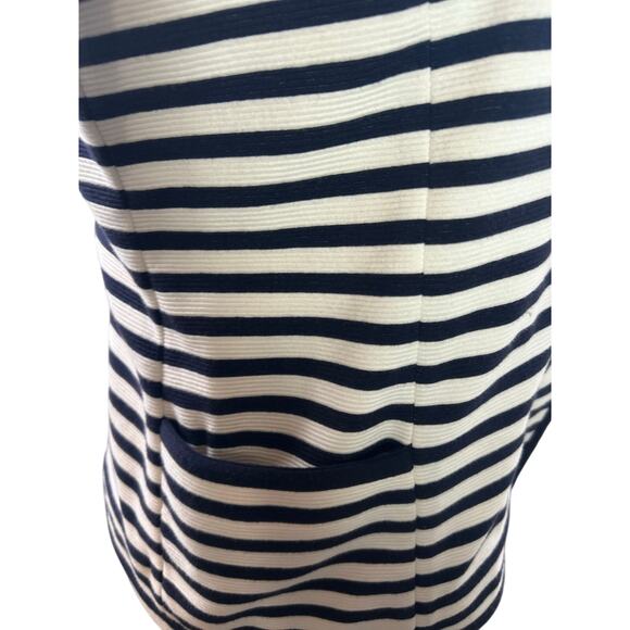 Talbots Navy White Stripe Stretch Knit Blazer Jacket Sz Large Coastal Nautical - Picture 7 of 10